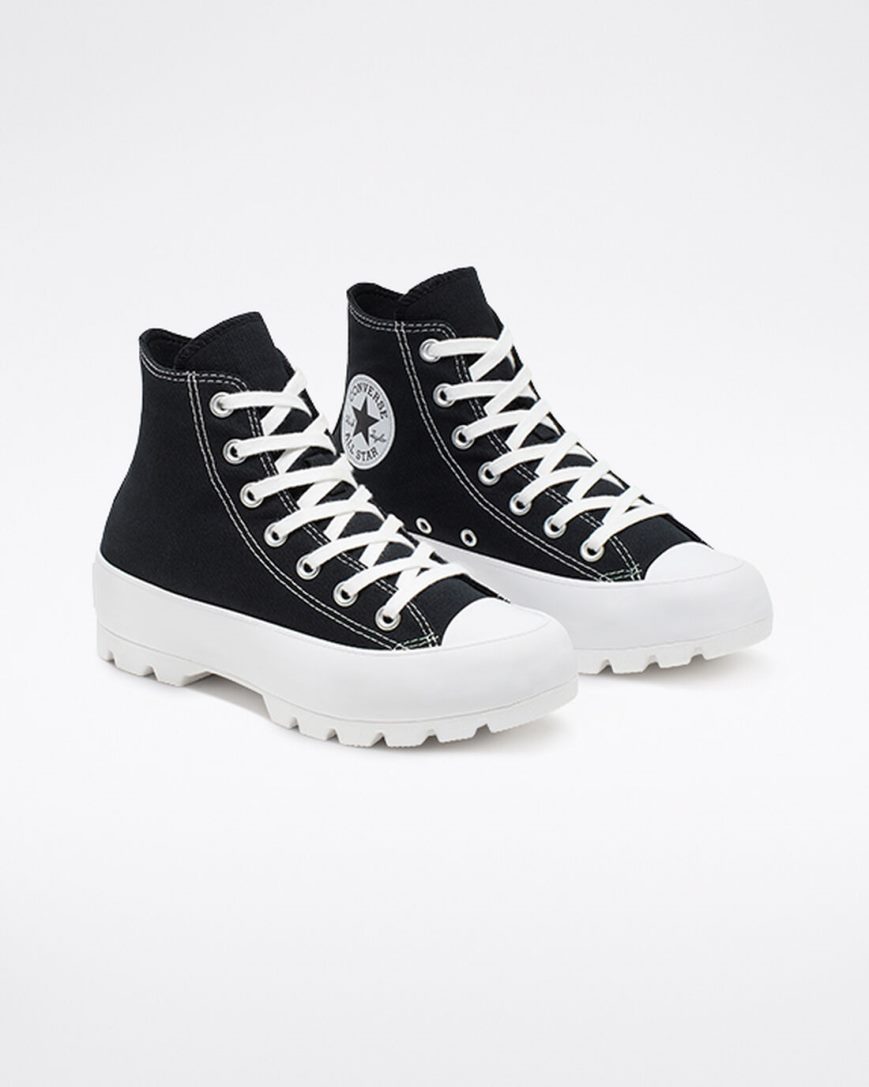 Tenis Converse Chuck Taylor All Star Lugged Cano Alto Feminino Pretas Branco Pretas | PT I0590P4